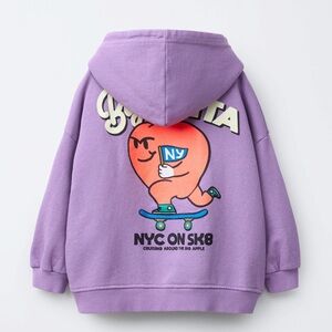 Zara Kids Lilac Skateboard Hoodie